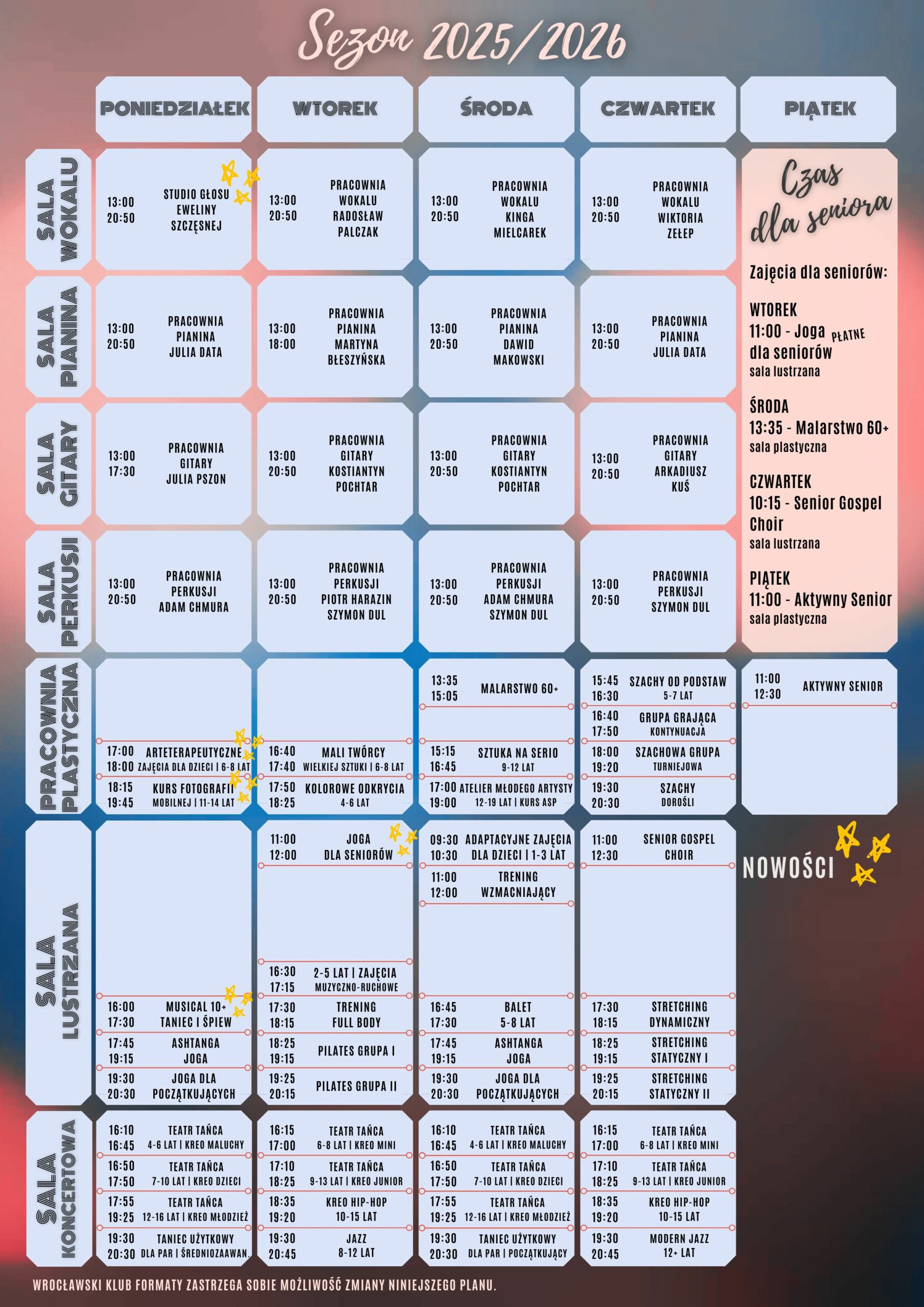 Zdjęcie grafiku zajęć